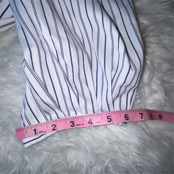 Madewell Women's 3/4 Puff Sleeve Button Up Striped Top Blue Size 14 Large Casual - Picture 11 of 11